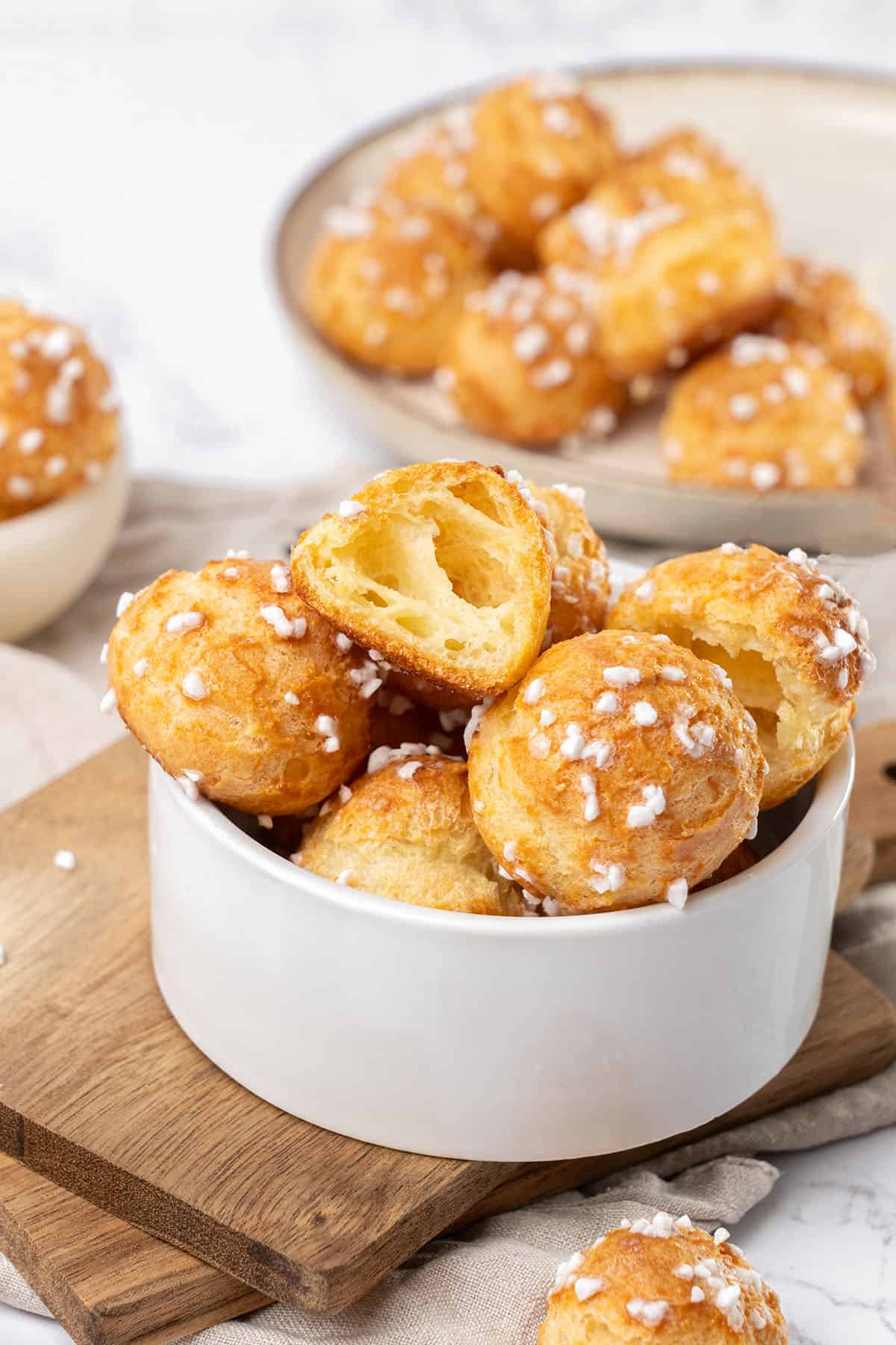 Chouquettes in a bowl.