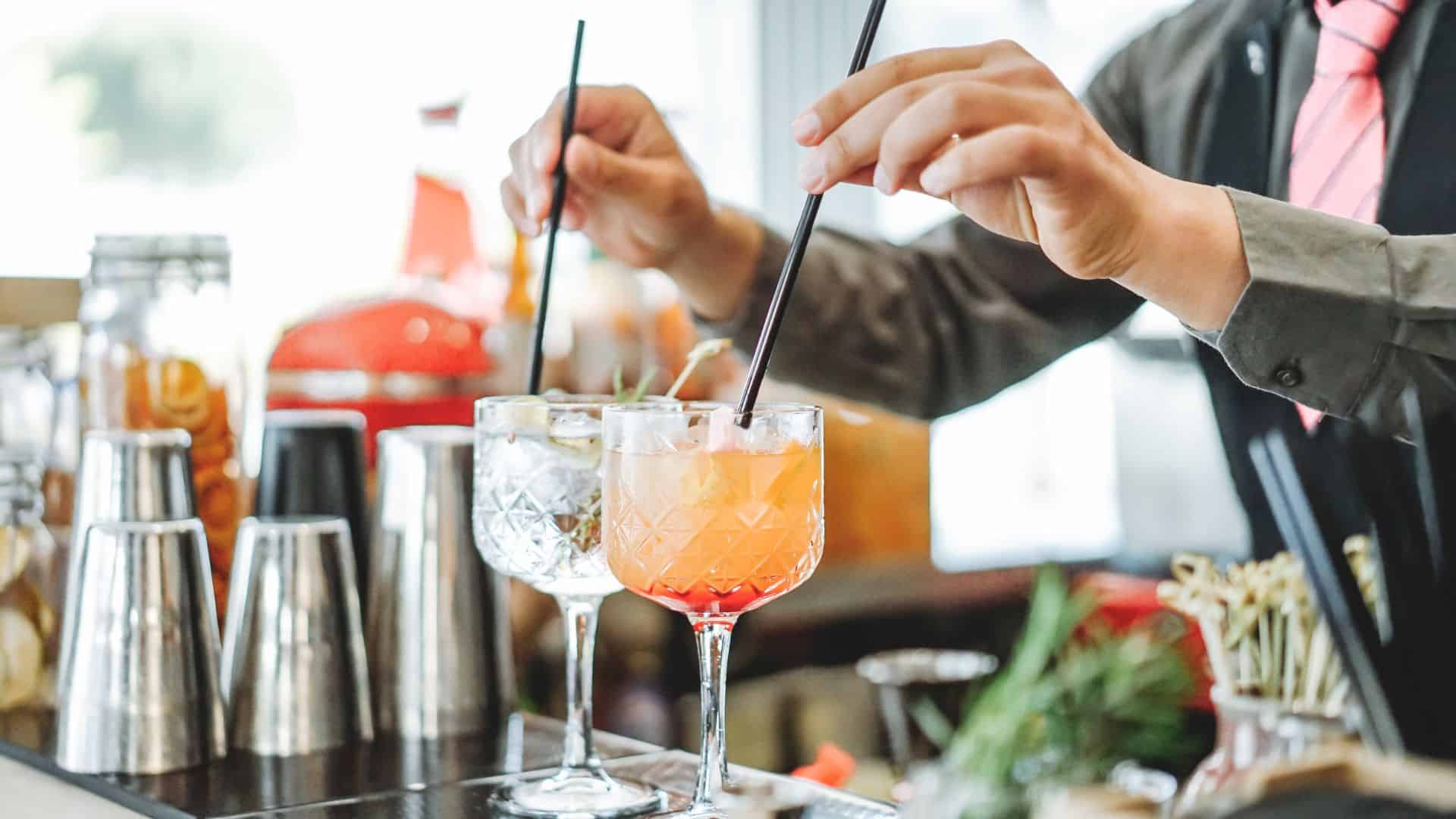 making cocktails.