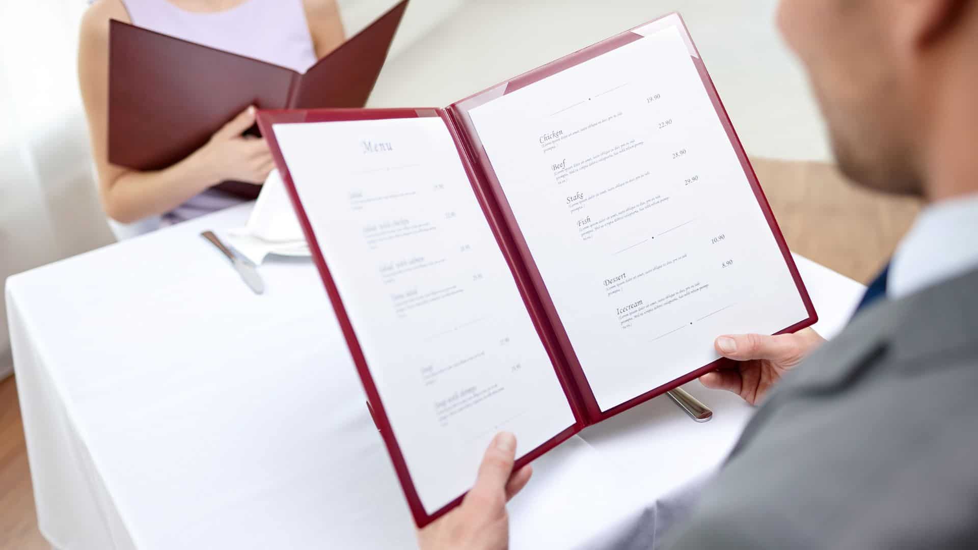 restaurant menu.