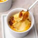 Creme brulee in a ramekin.