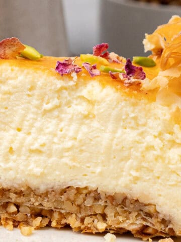 a slice of Baklava Cheesecake.