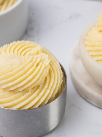 Pastry Cream in a ramekin.