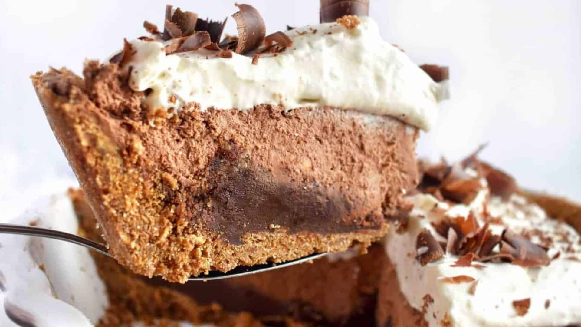 Chocolate Orange Truffle Pie with Gingersnap Crust.