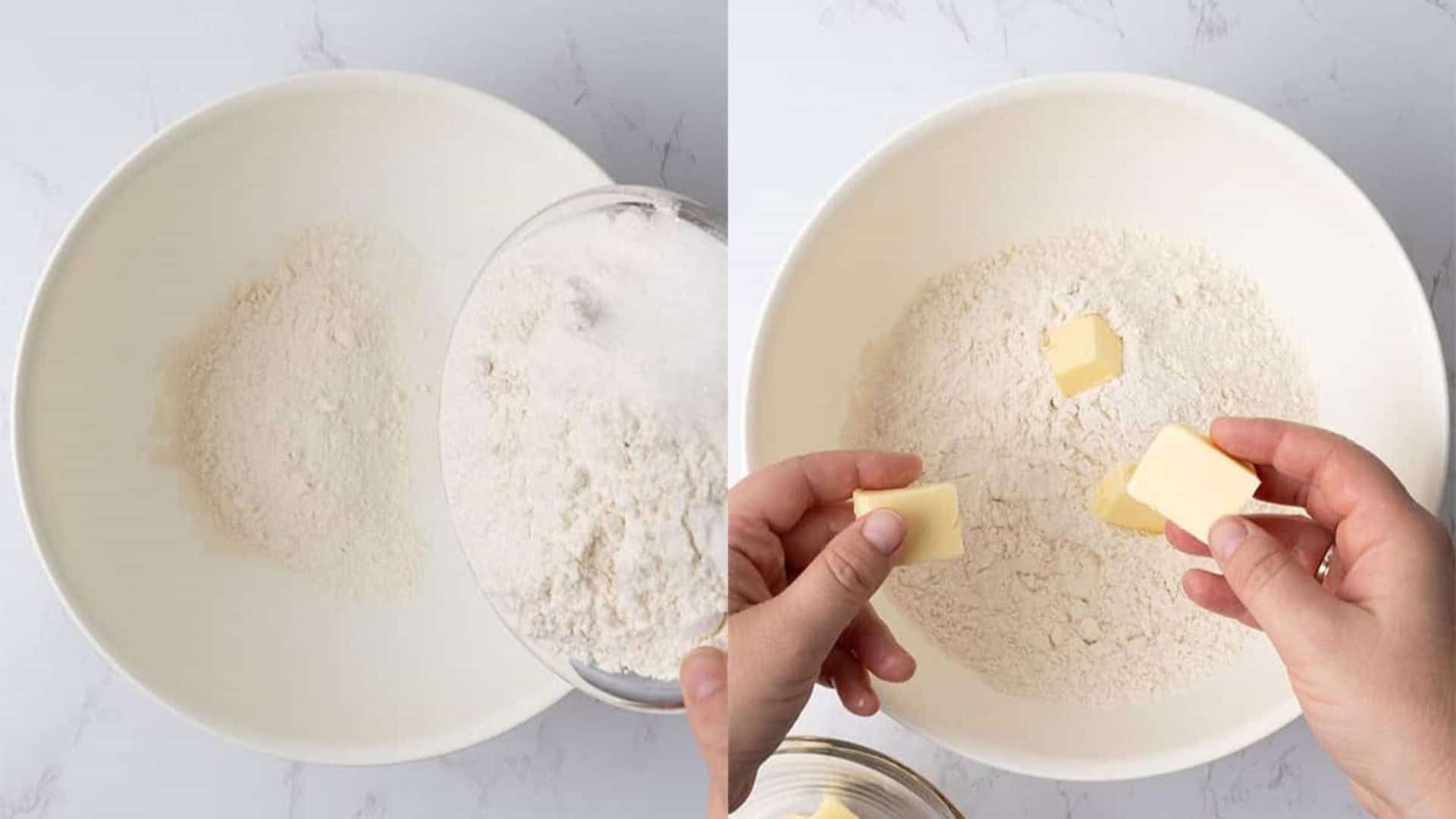 pie crust ingredients in a bowl
