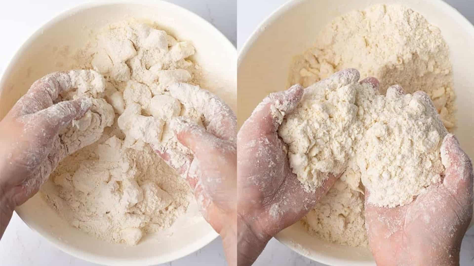 mixing pie crust dough by hand