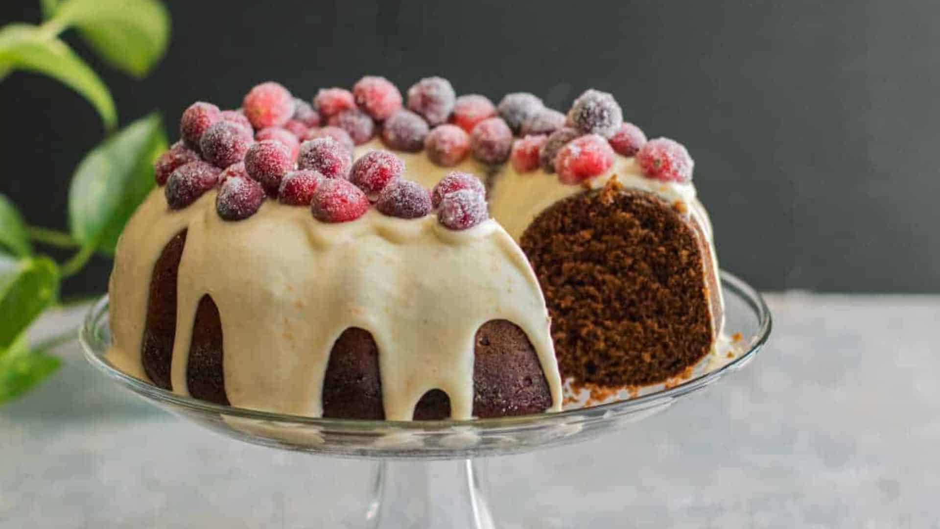 Gingerbread Bundt Cake with Cream Cheese Frosting.
