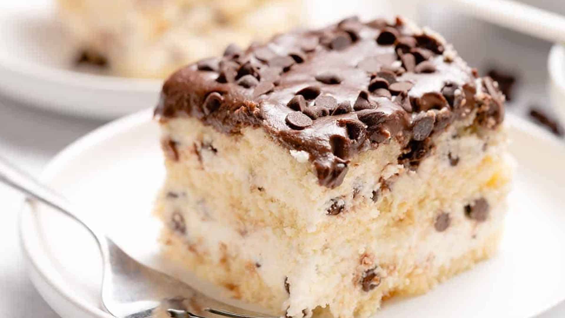 A slice of cannoli cake.