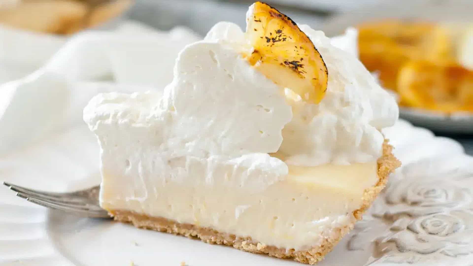 A slice of Old Fashioned Lemon Pie.