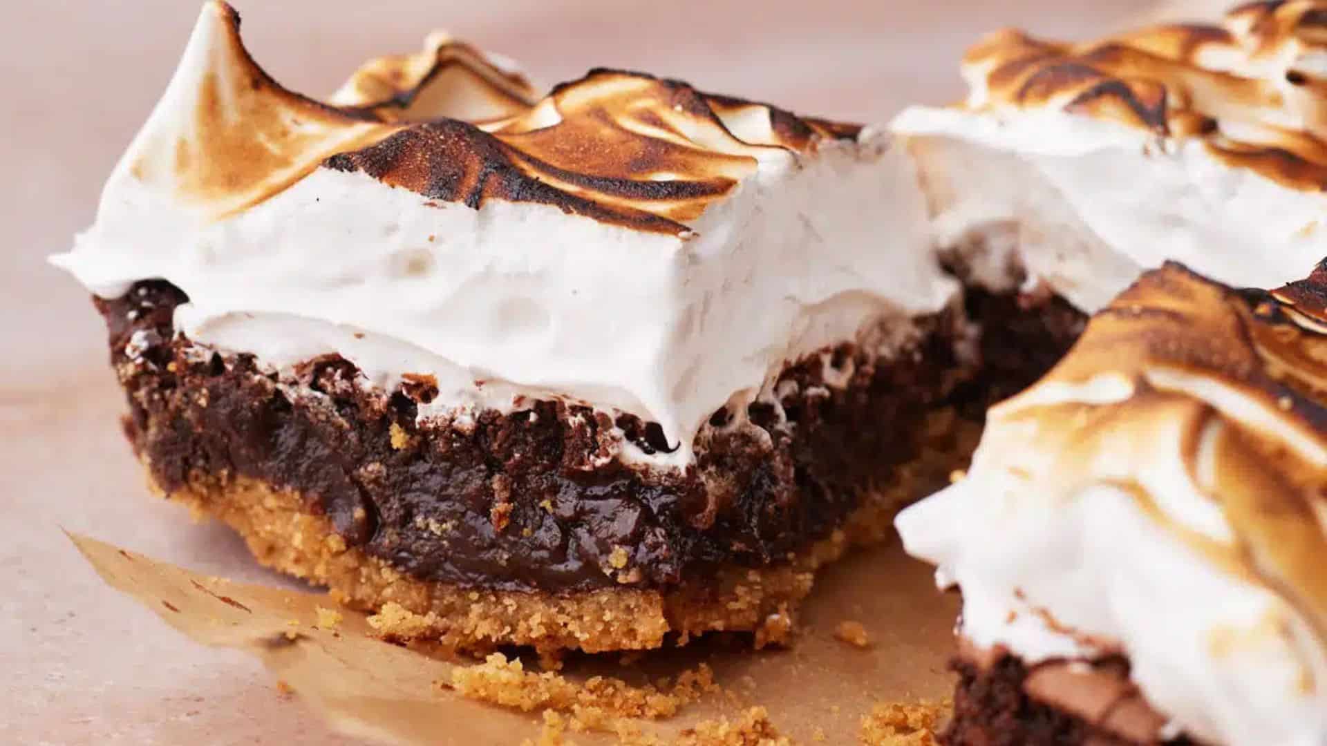 Slices of s'mores brownies.
