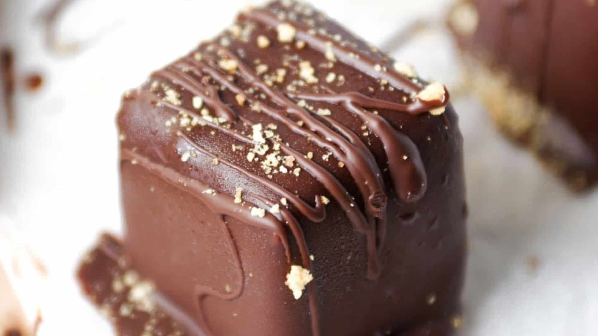 Chocolate Covered Cheesecake Bites.