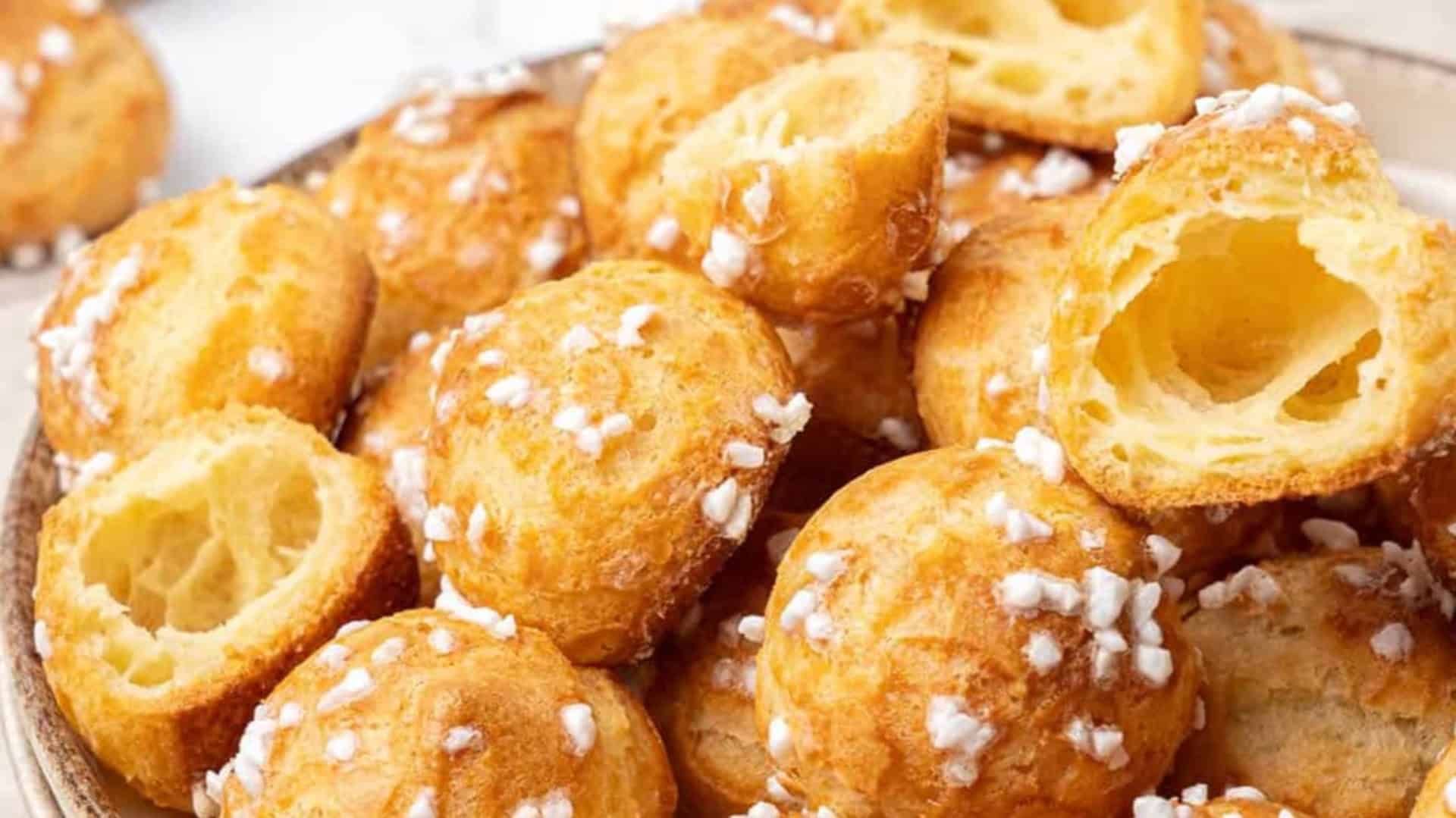 plate of chouquettes with pearl sugar