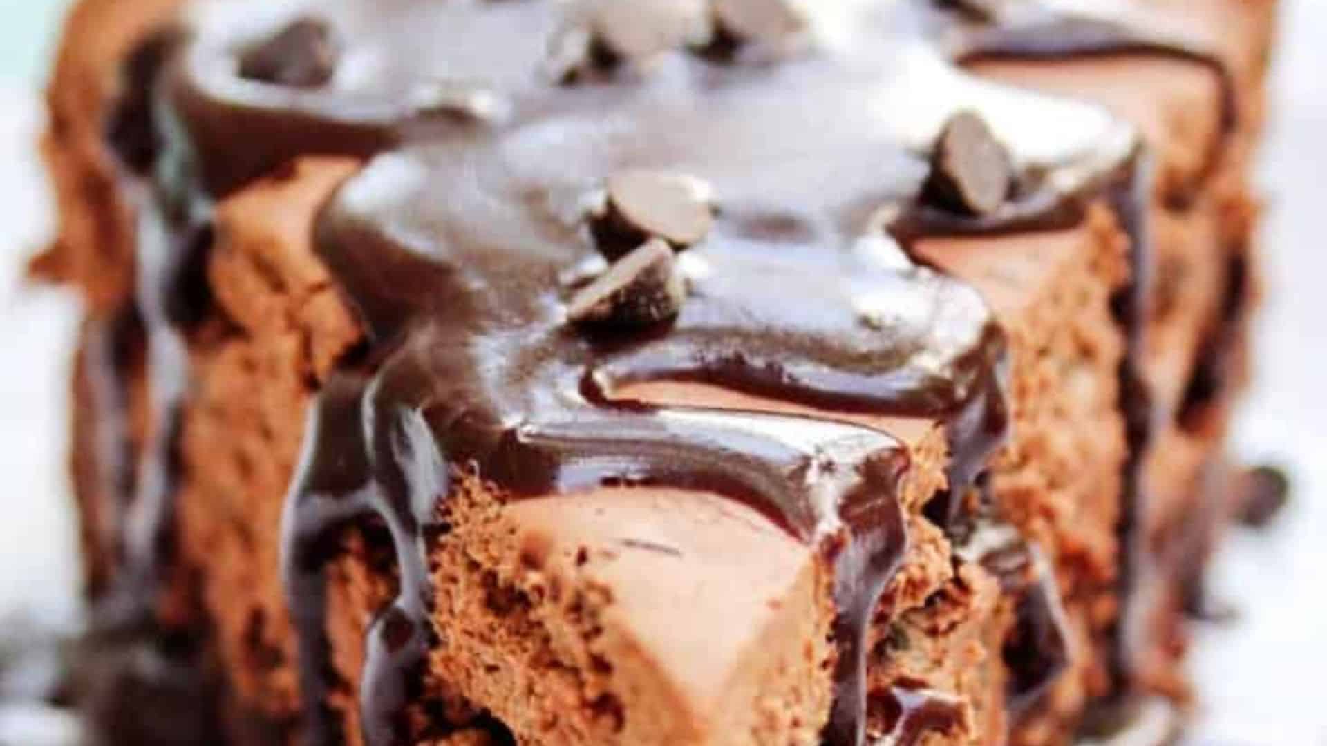Fudge Brownie No-Bake Cheesecake.