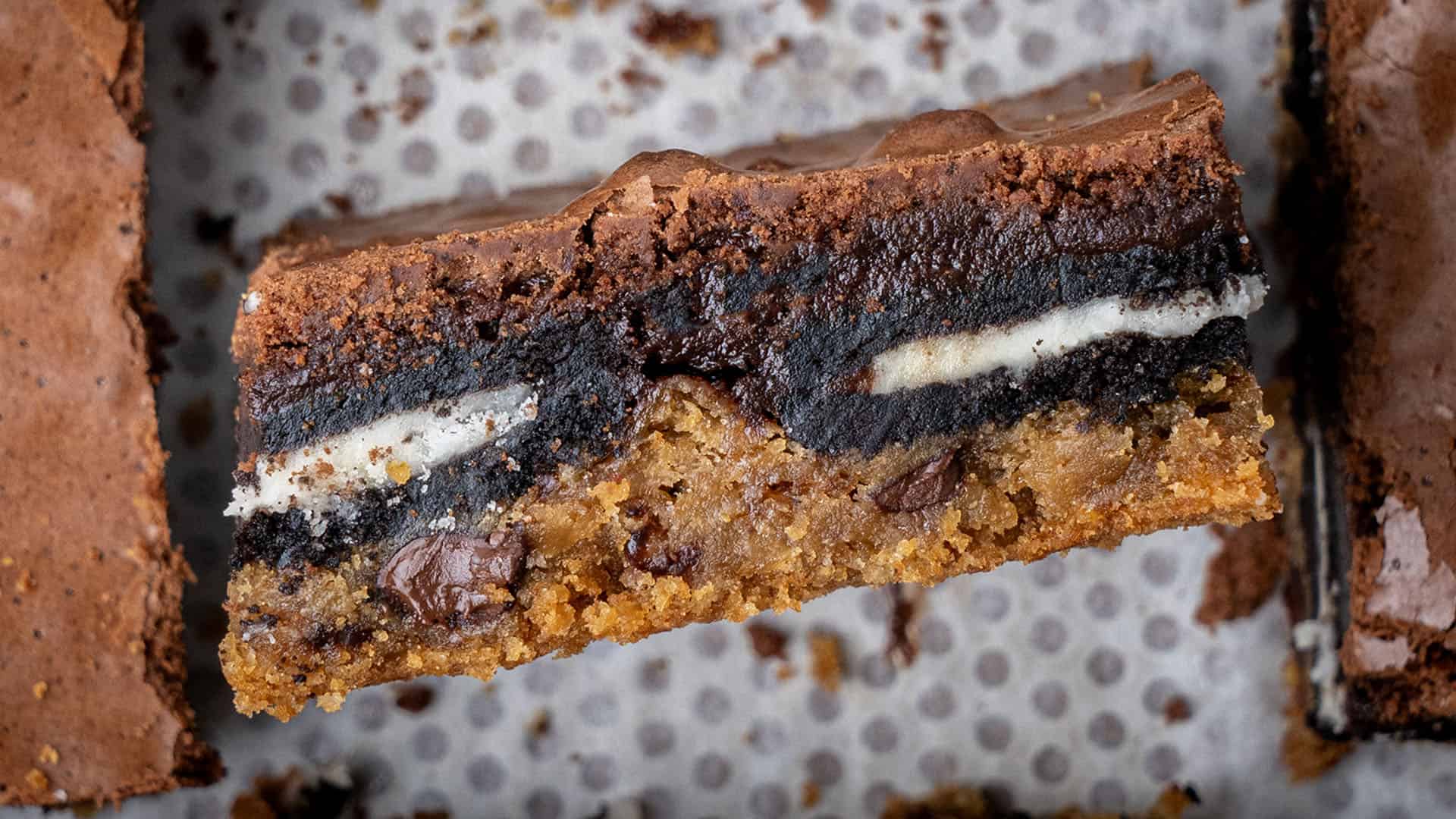 Slutty Brownies on top of each.