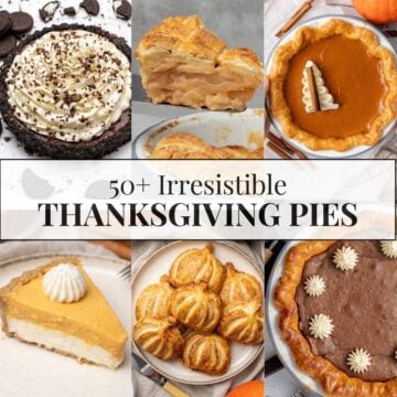 6 different thanksgiving pies.