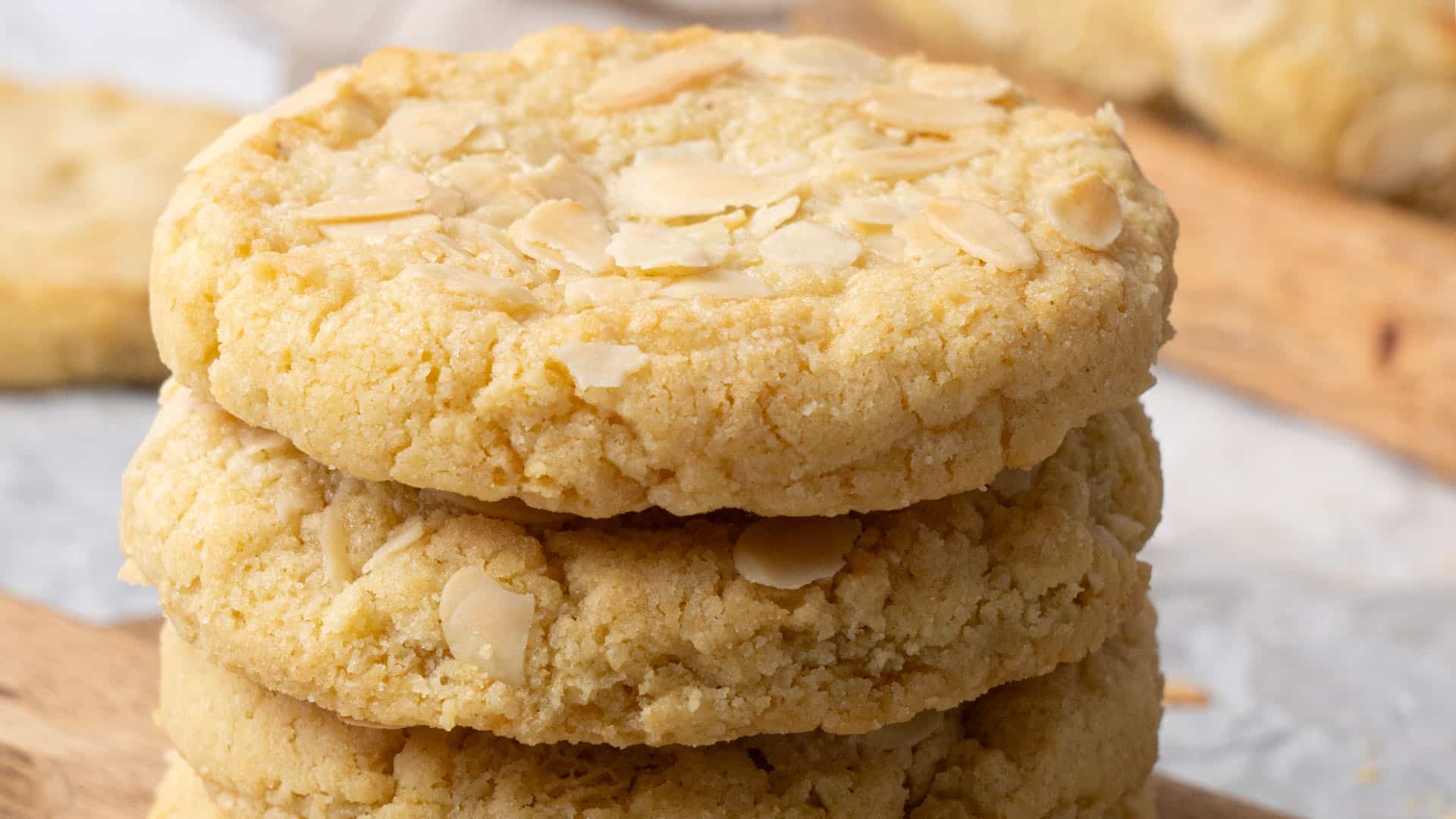 almond croissant cookies on top of each.