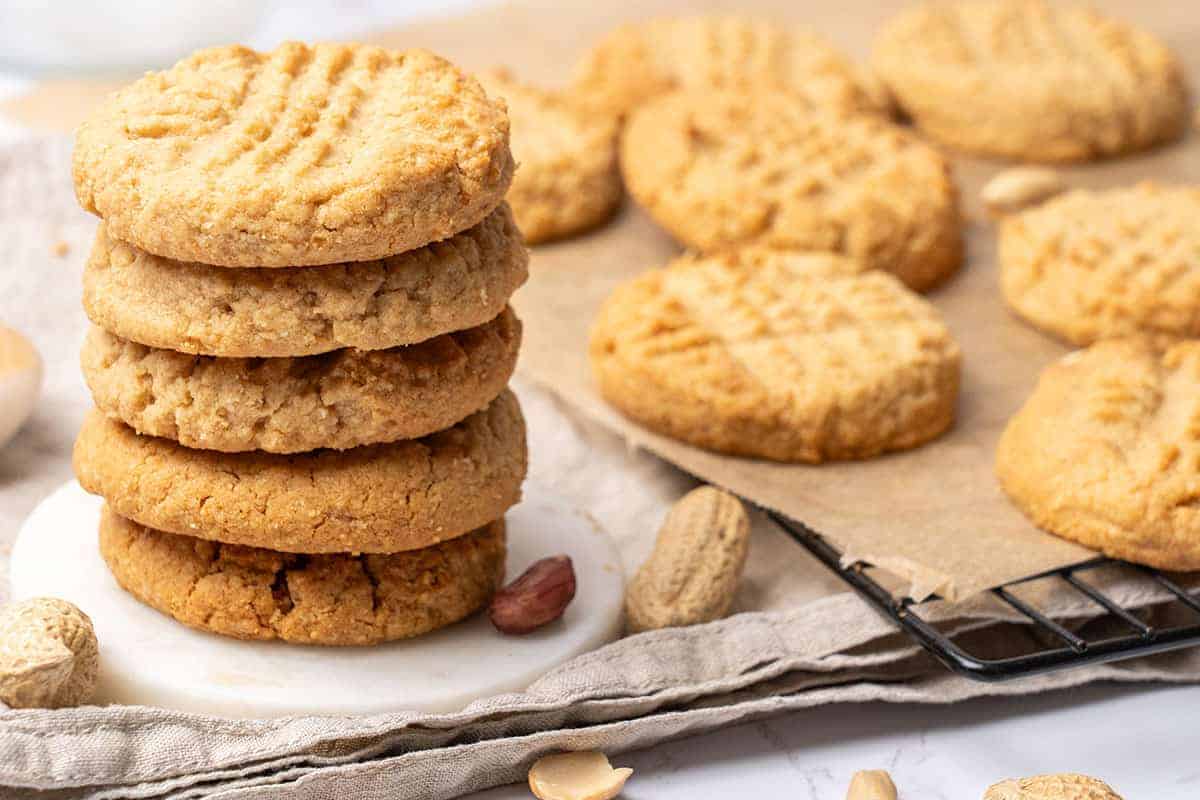 almond flour peanut butter cookies on a cooling rack.