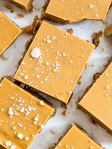 peanut butter fudge on the counter