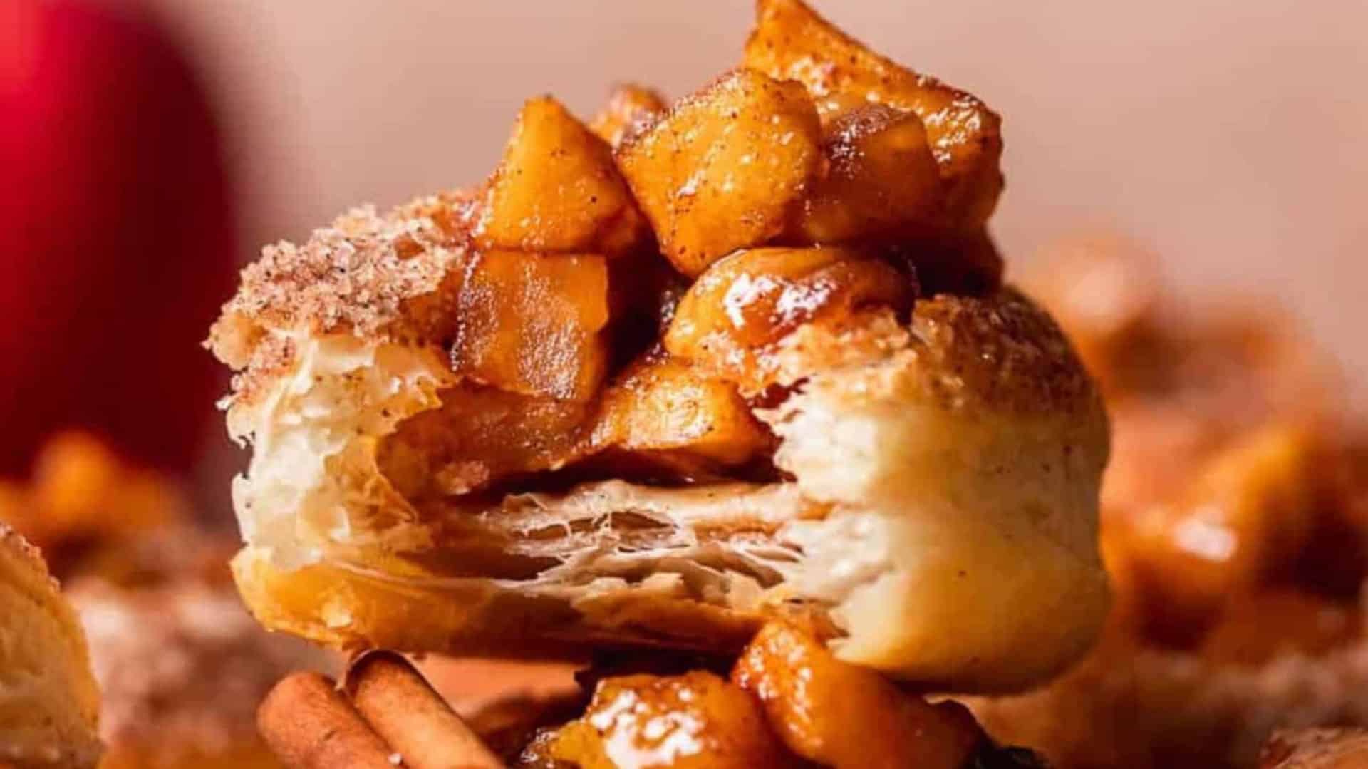 Caramel apple pie cookie with puff pastry