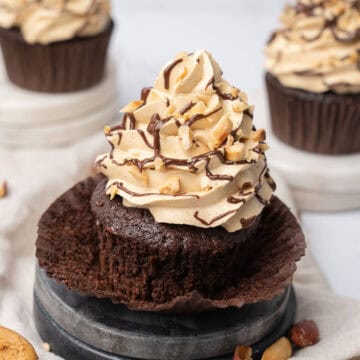 A Chocolate Peanut butter cupcake.