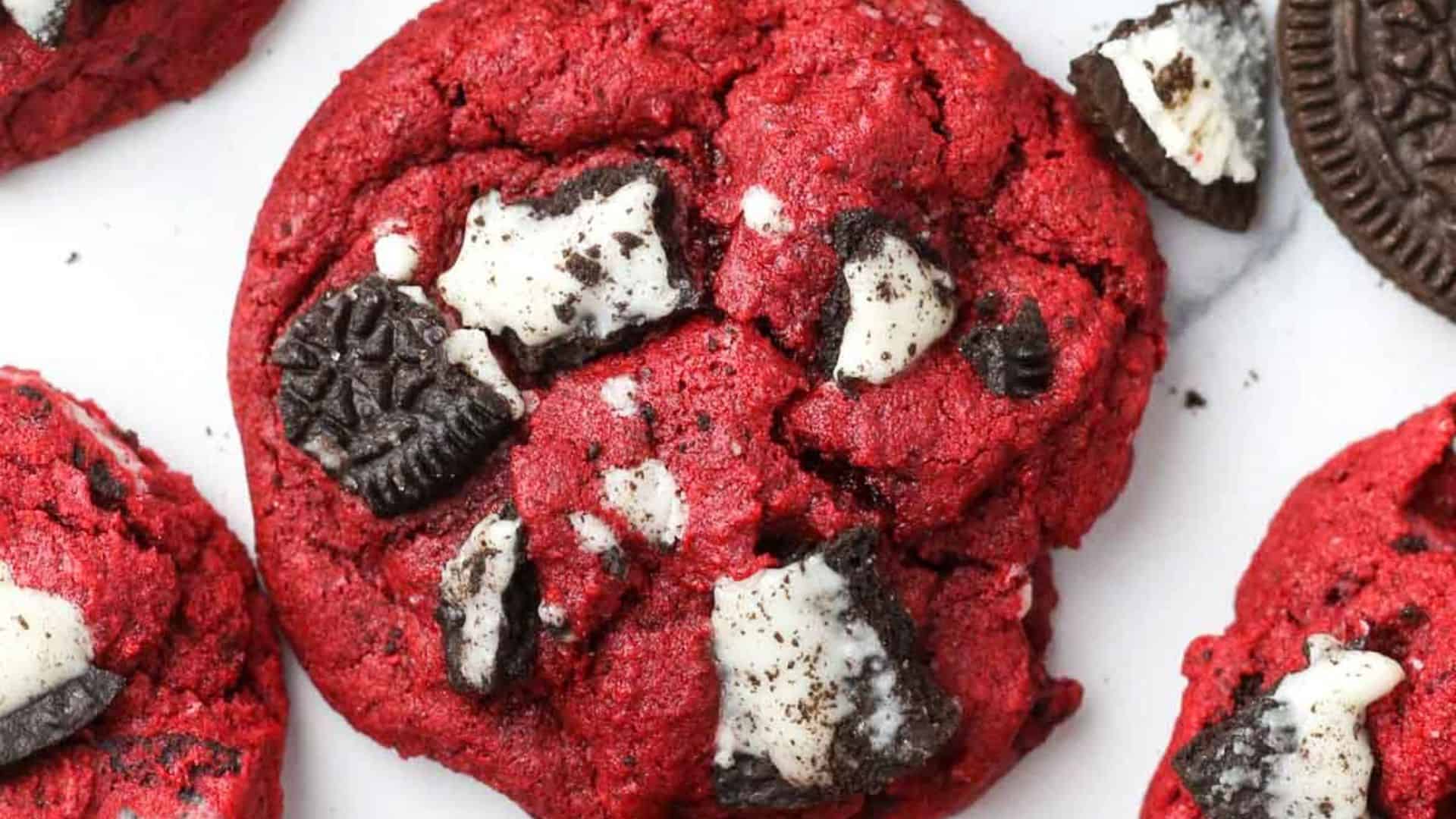 Crushed Oreo Red Velvet Cookies