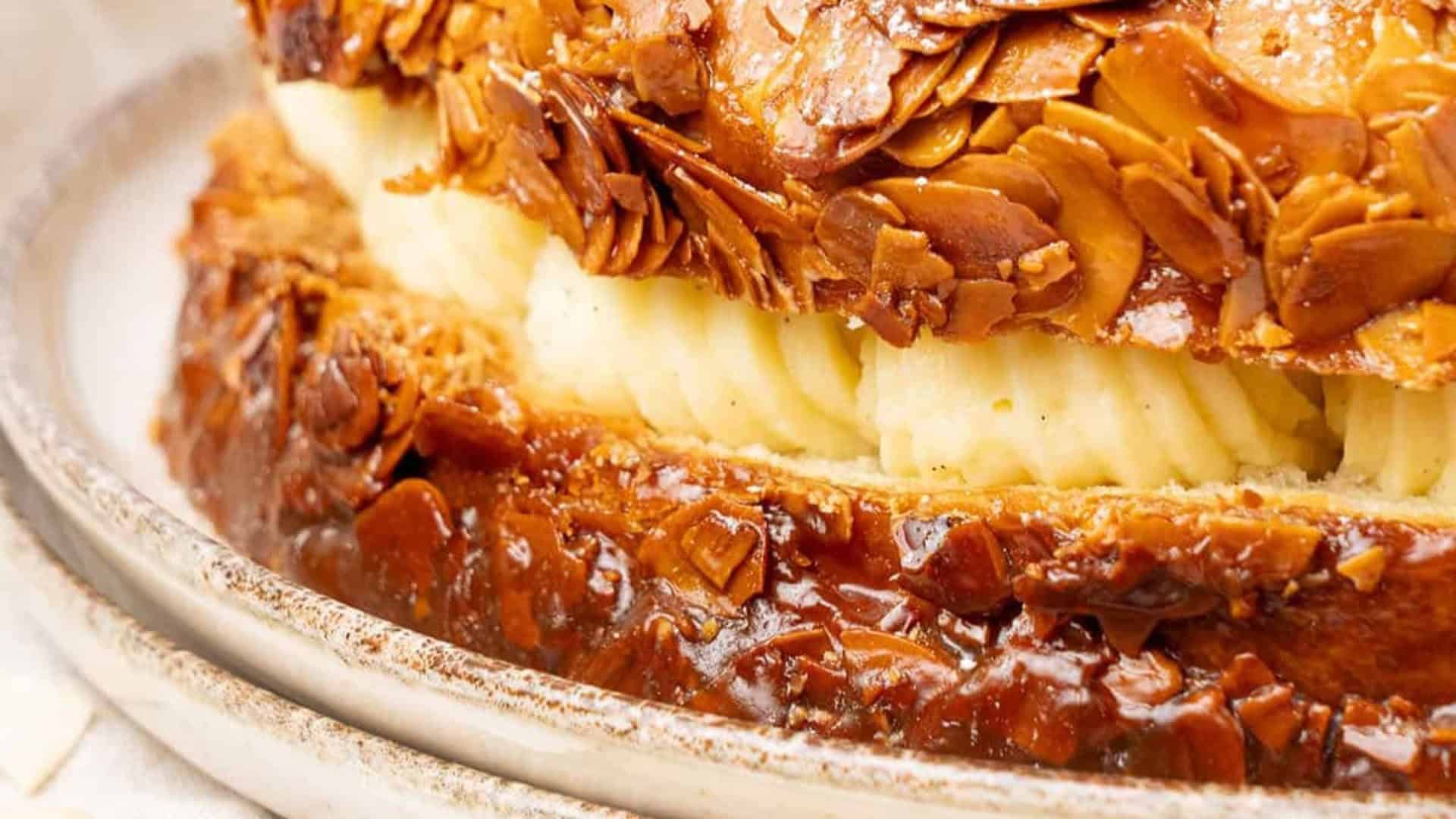 German bee sting cake with sliced almonds