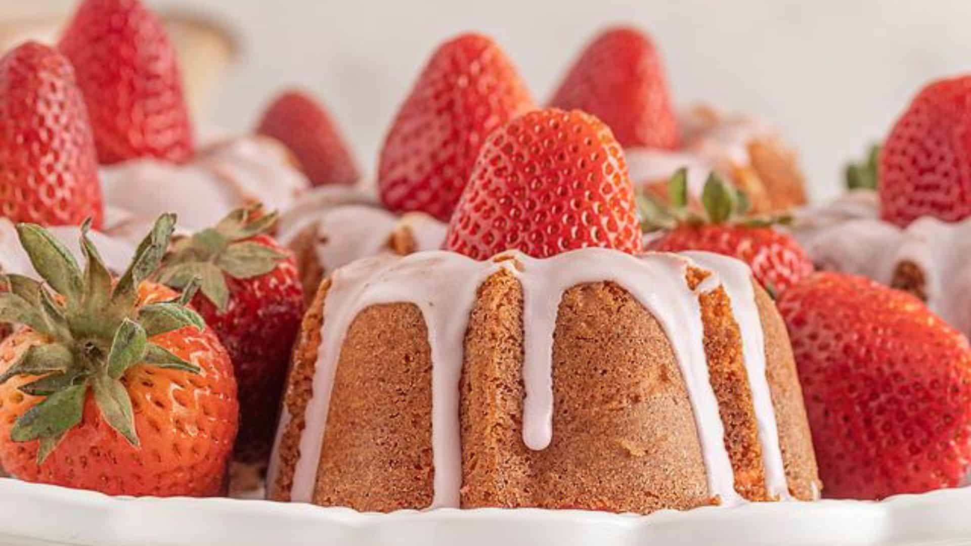 Mini Strawberry Bundt Cakes.