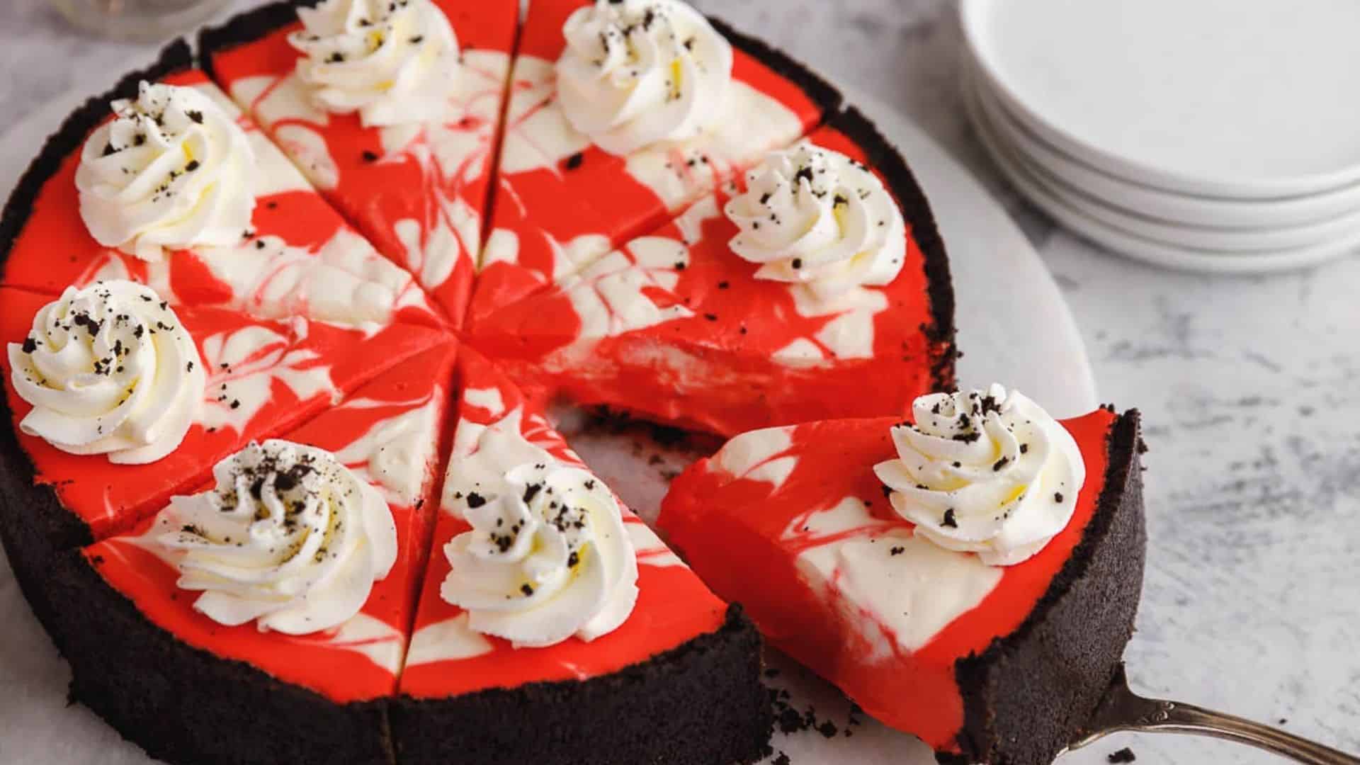 No-Bake Red Velvet Cheesecake.