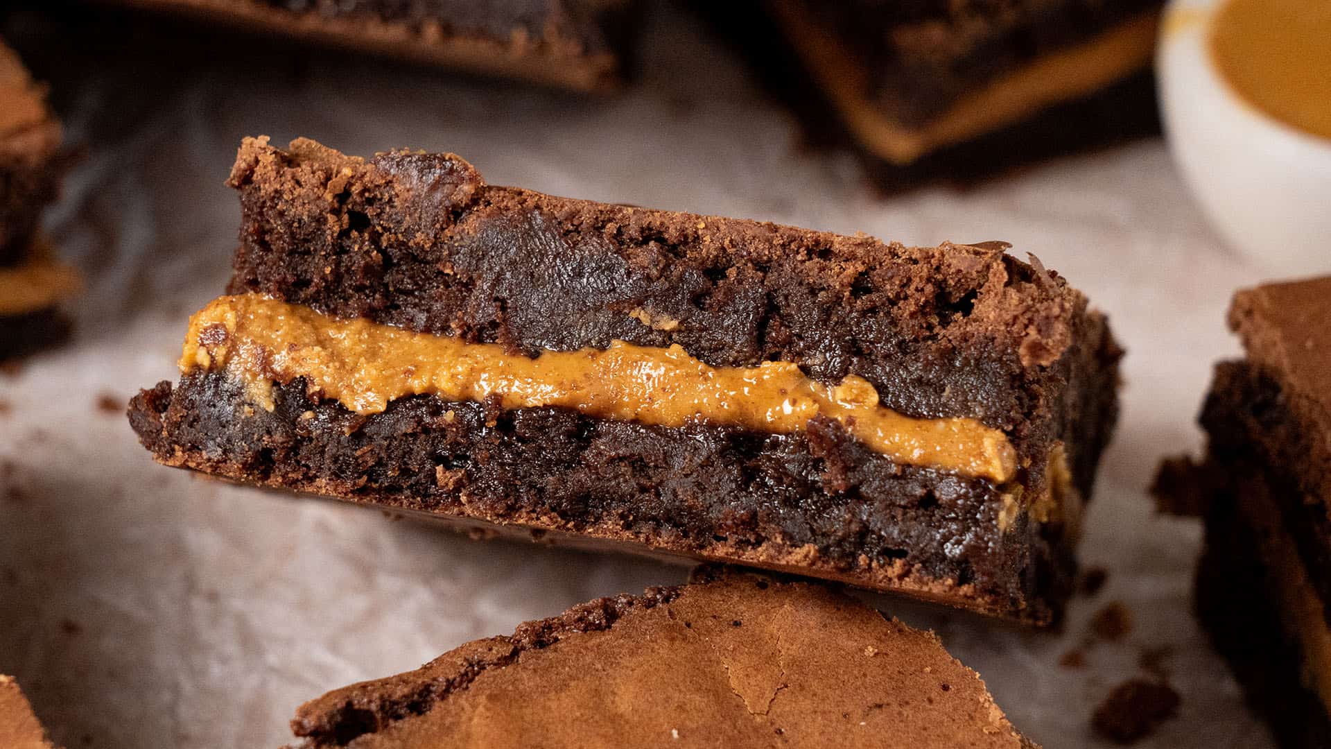 Peanut Butter Brownies on top of each.