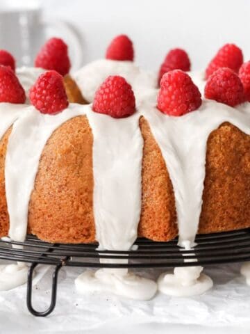 Raspberry White Chocolate Bundt Cake.