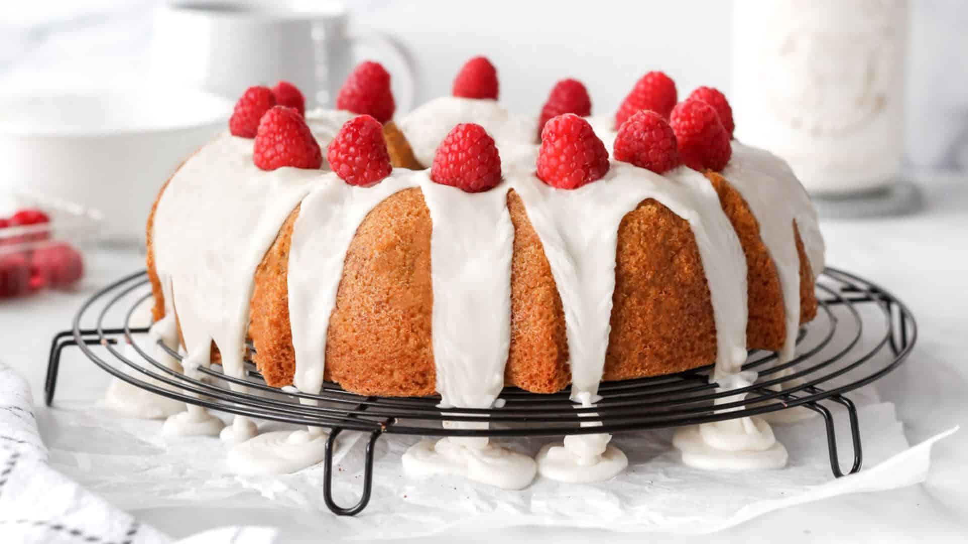Raspberry White Chocolate Bundt Cake.