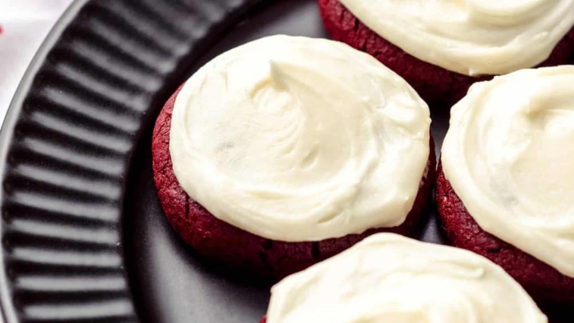 Red Velvet Cookies with Cream Cheese Frosting.