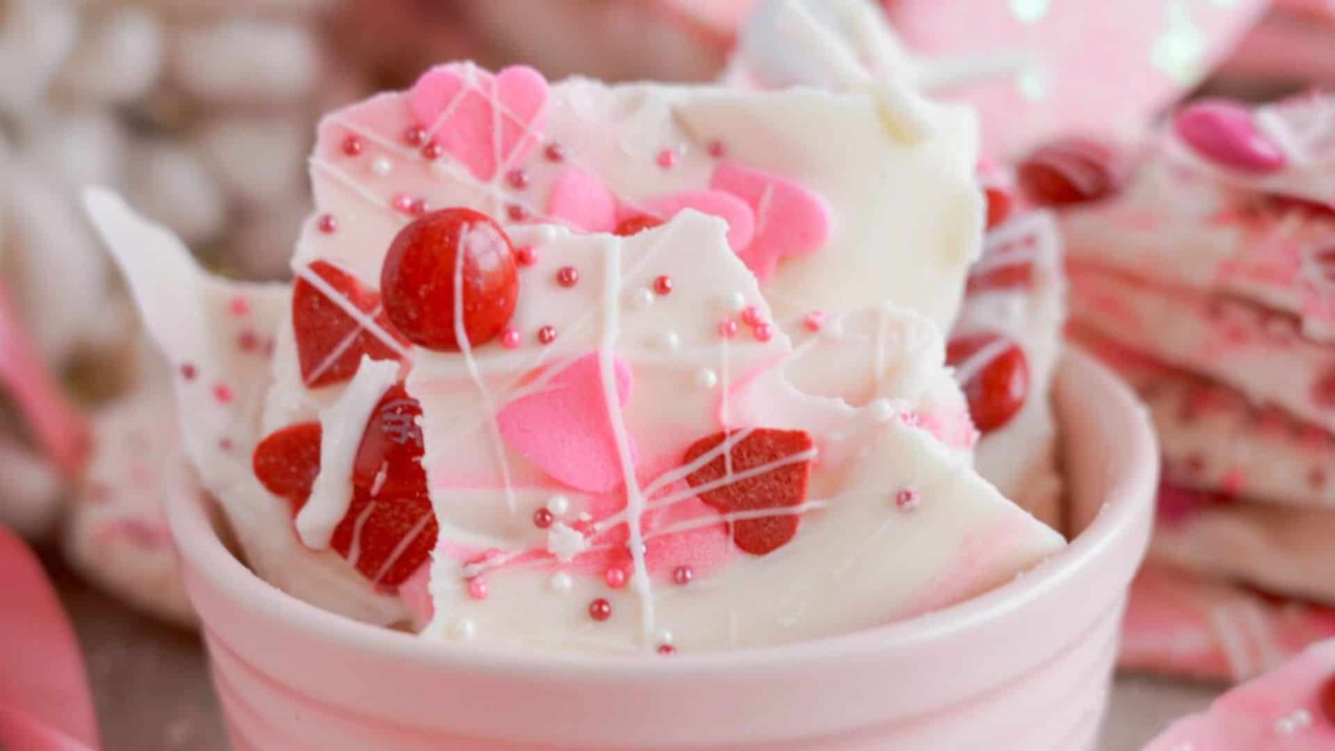 Valentine’s Day White Chocolate Bark.