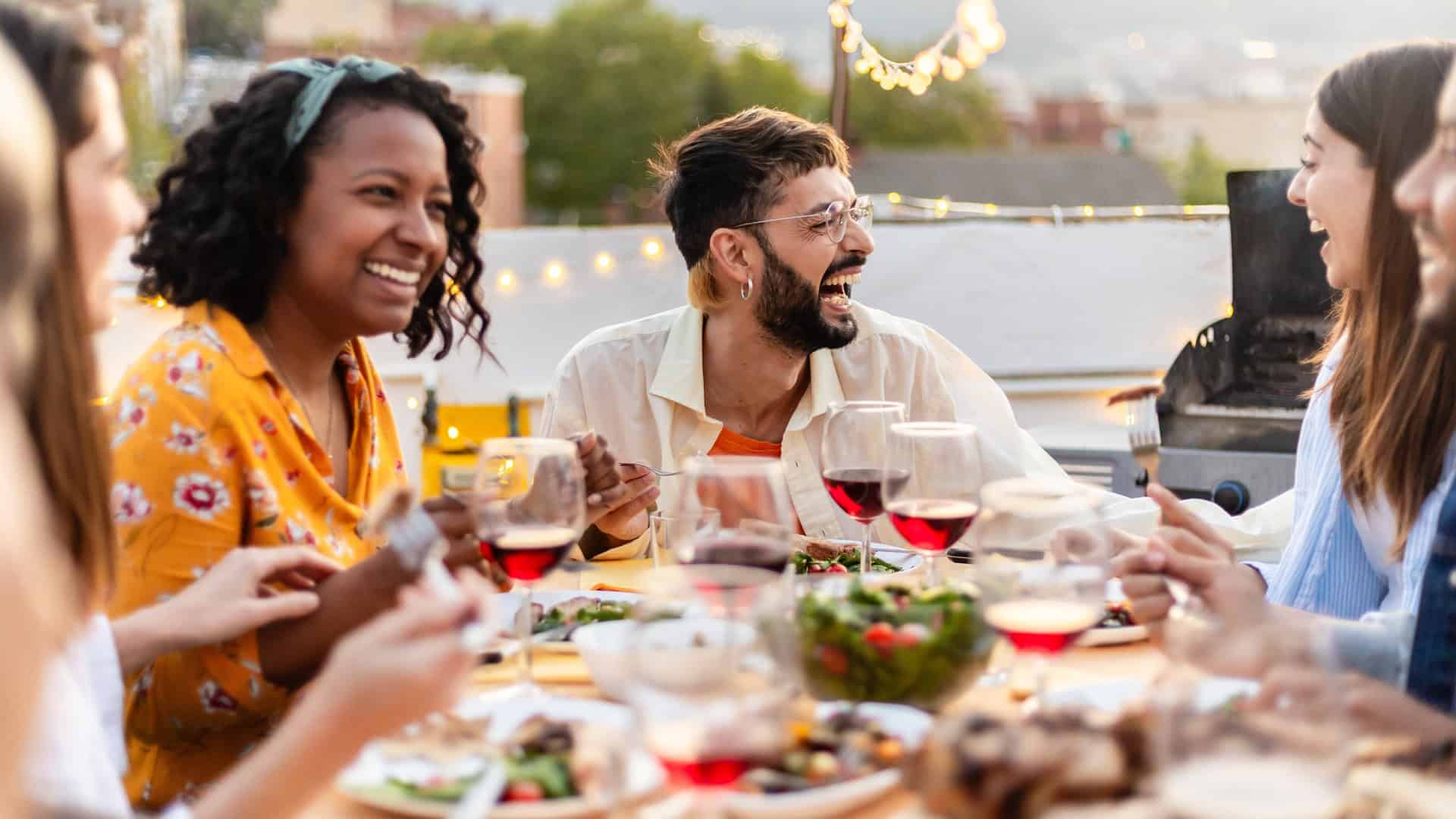 friends having fun at a dinner party