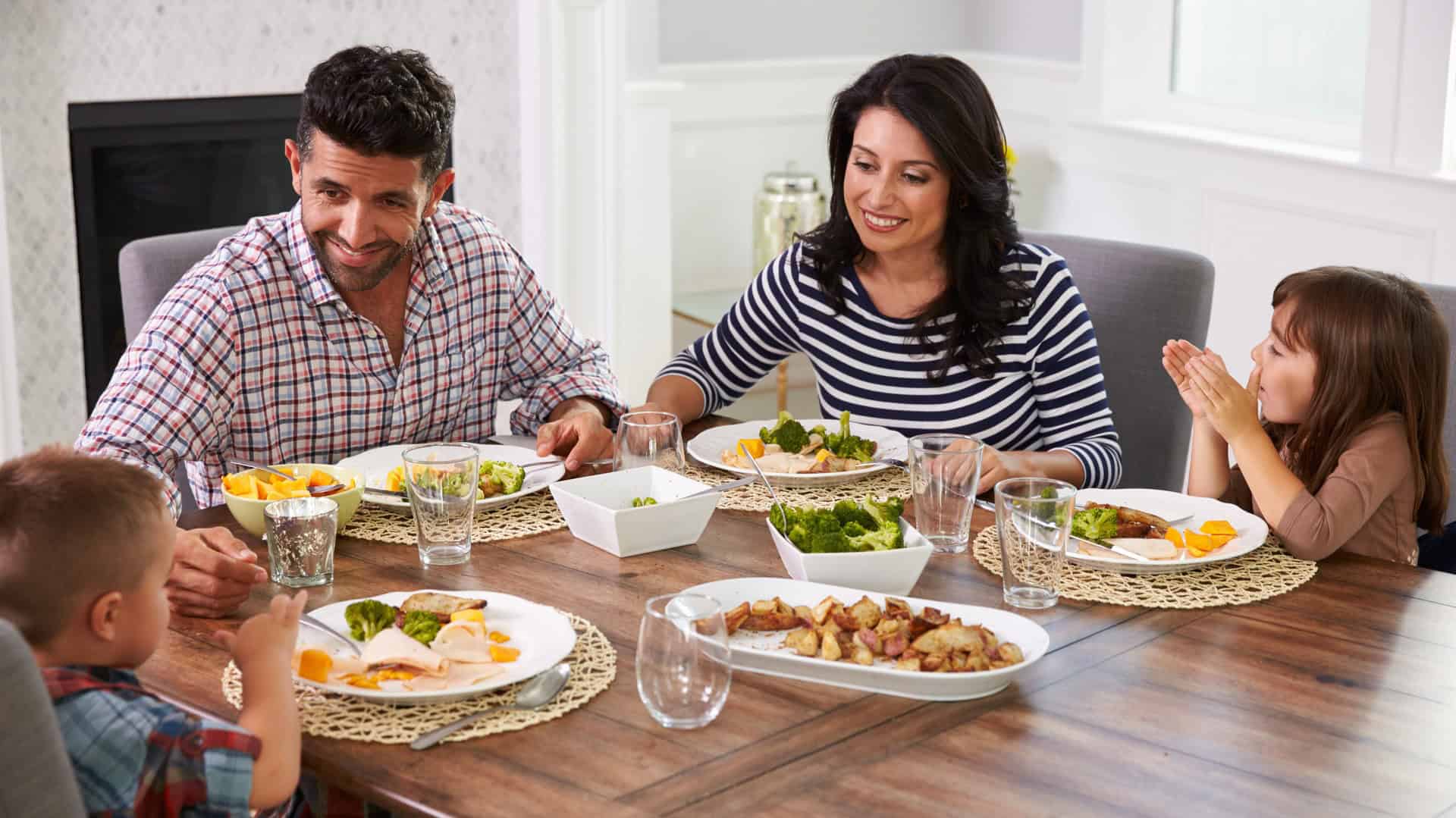 happy family having dinner
