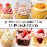 6 different types of cupcakes for valentines day.