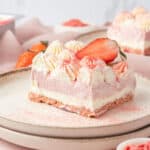 A slice of Strawberry Lasagna cake.