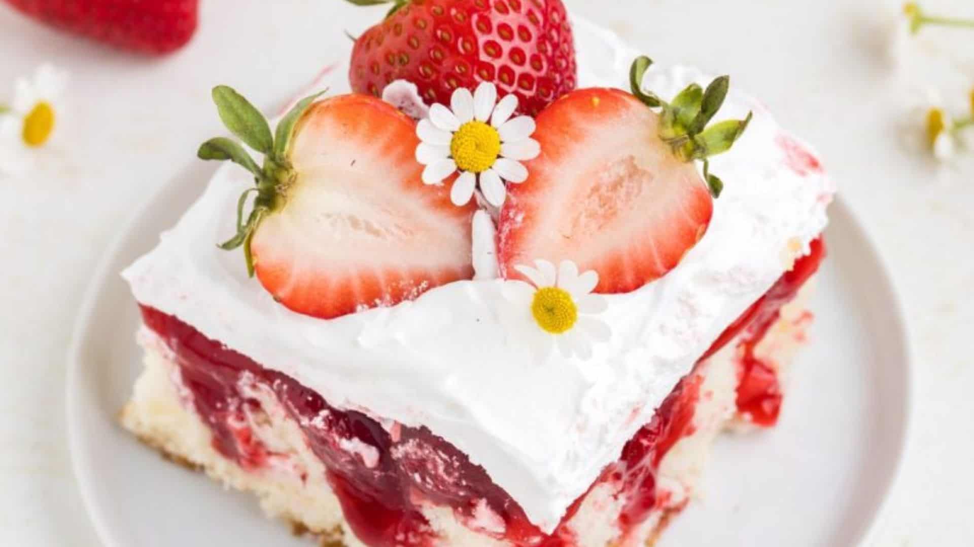Strawberry Shortcake Poke Cake.