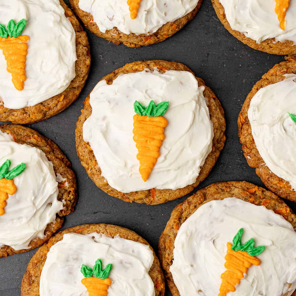 Carrot Cake Cookies on a cutting board.