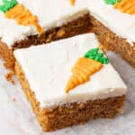 a slice of carrot sheet cake.