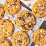 A few Easter egg cookies on a plate.