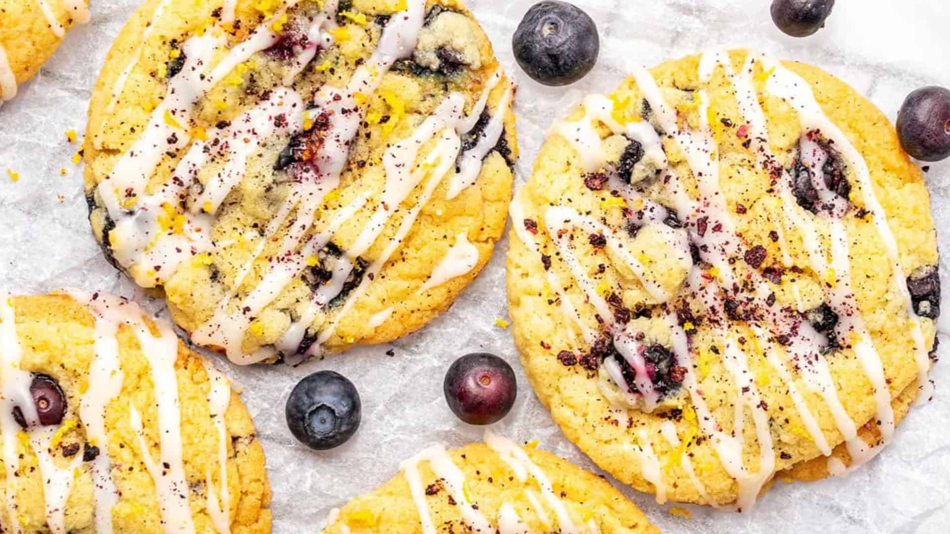 lemon blueberry cookies with icing