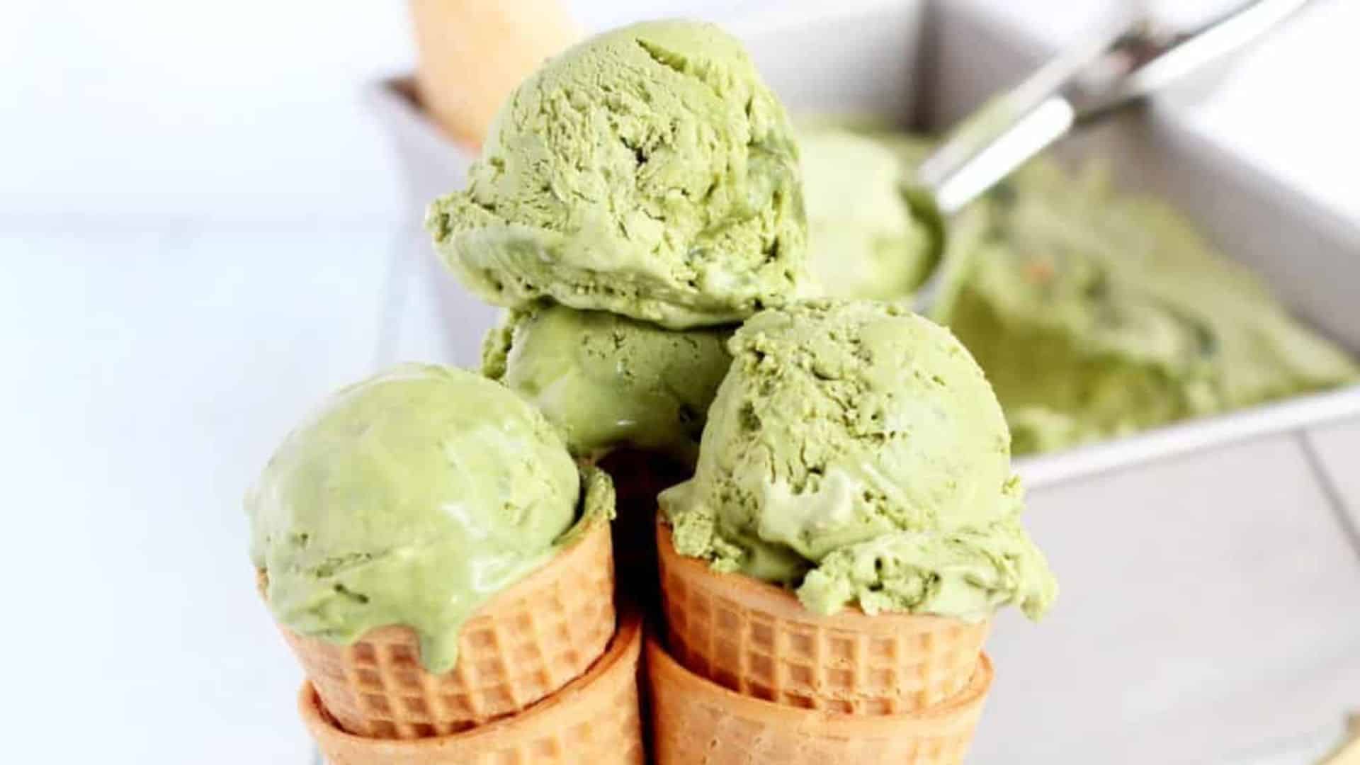 Matcha Green Tea No Churn Ice Cream.
