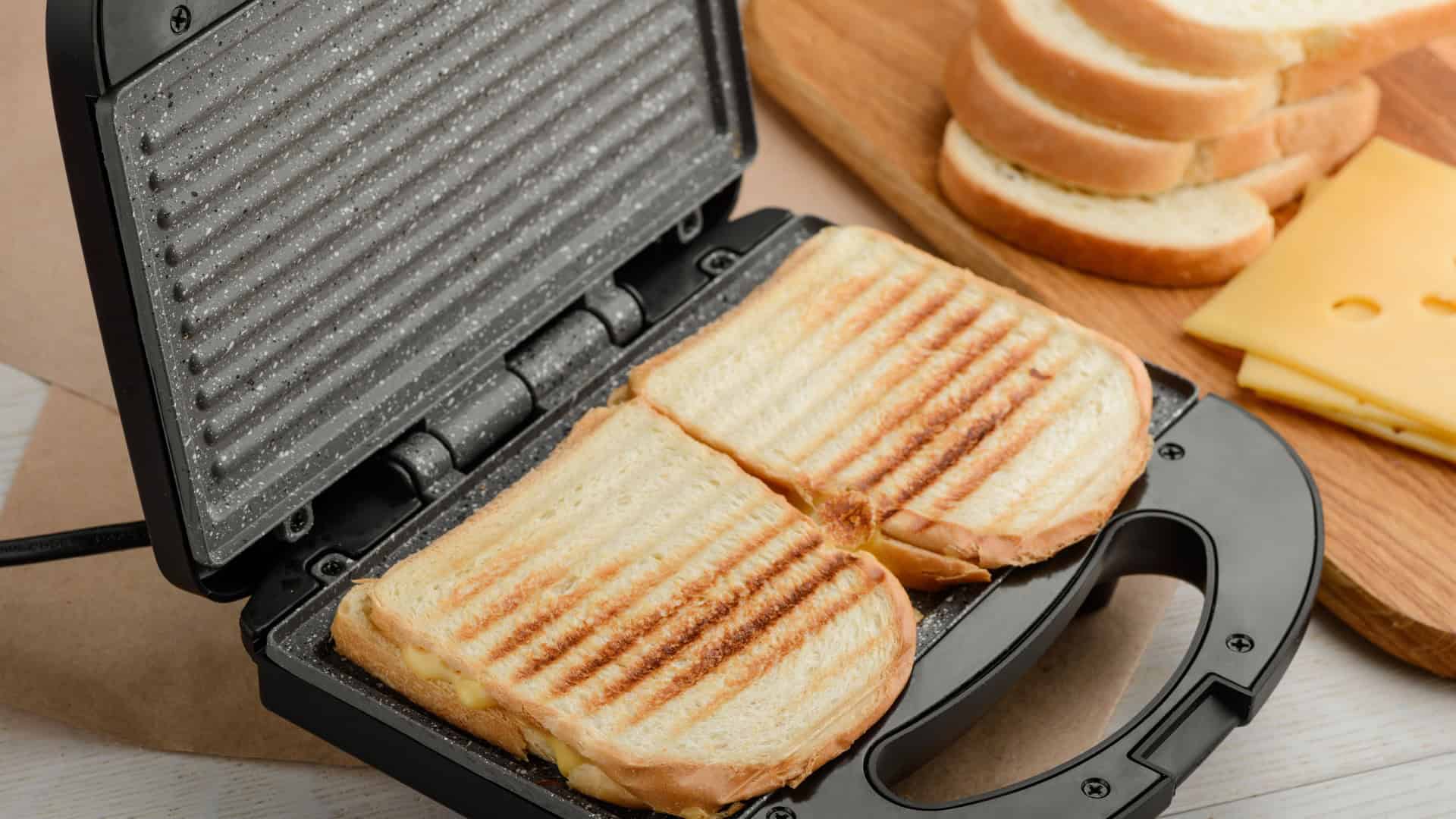 homemade grilled cheese in a panini press