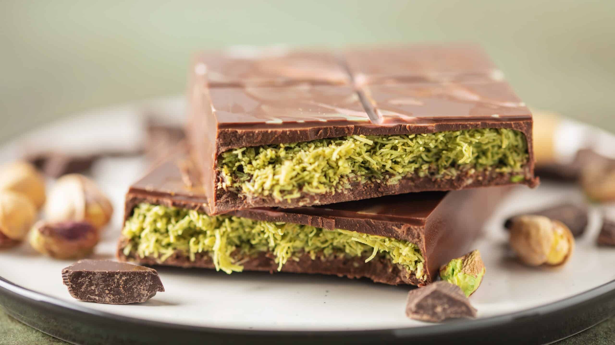 dubai chocolate bar with pistachio filling
