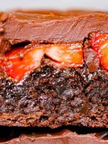 Chocolate Covered Strawberry Brownies.