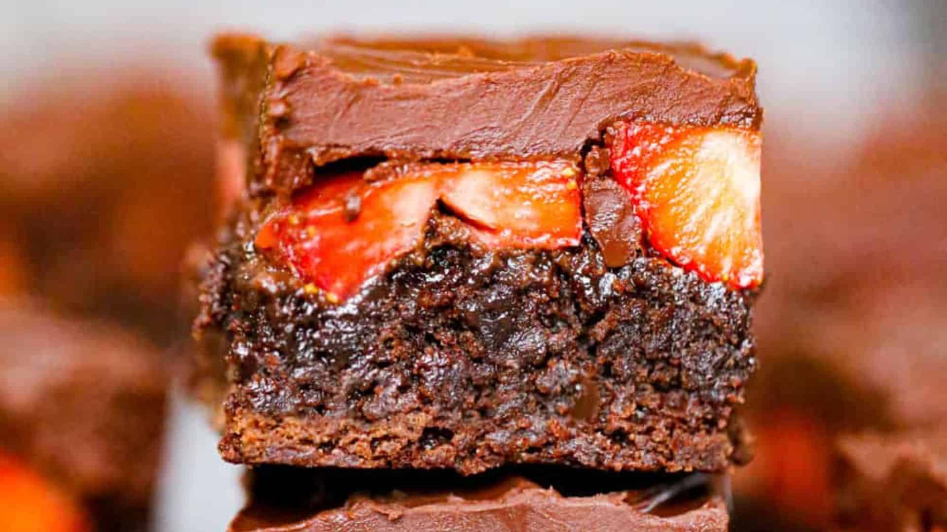 Chocolate Covered Strawberry Brownies.