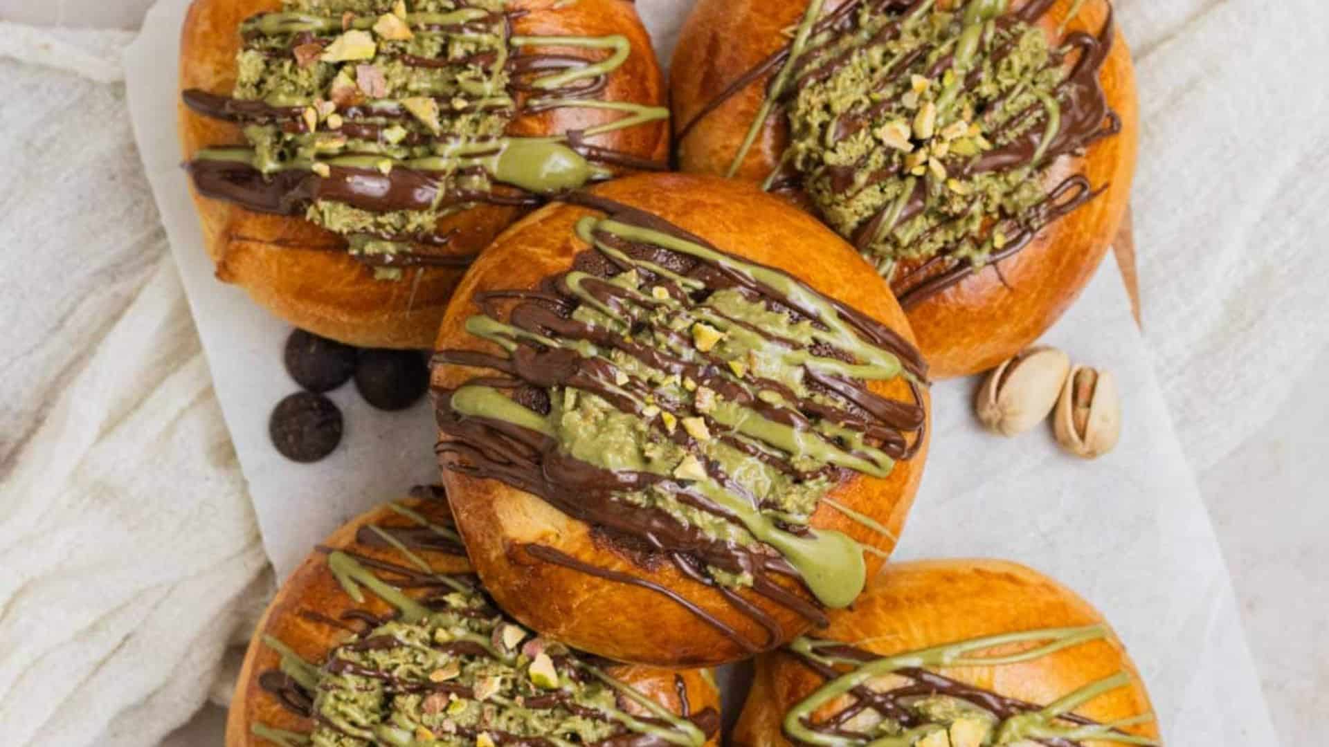 Dubai Chocolate Brioche Buns.