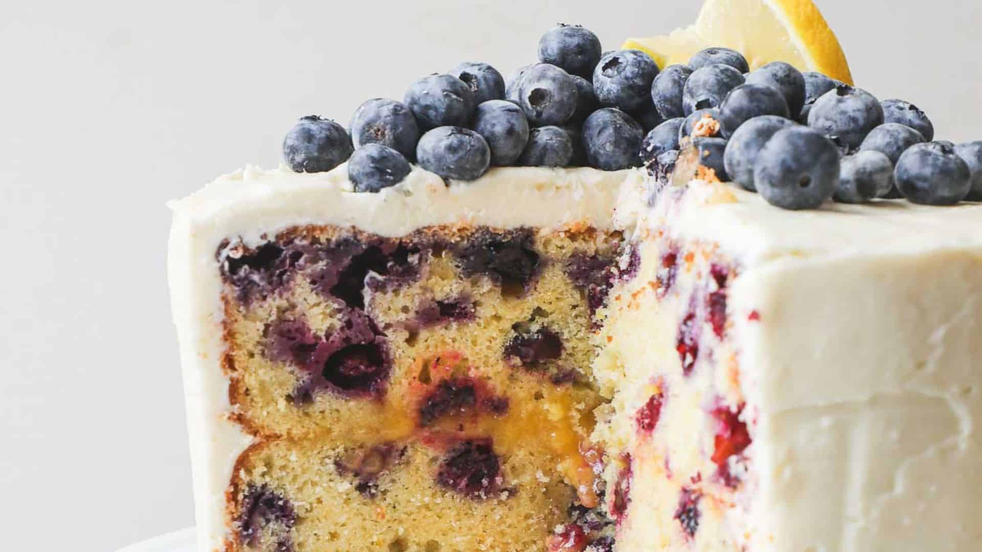Lemon Blueberry Mascarpone Cake.