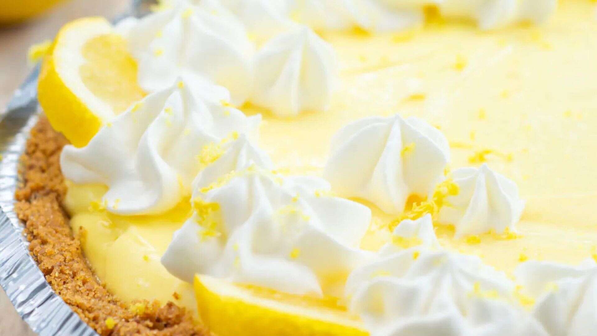 No Bake Lemon Pudding Pie with Graham Cracker Crust.