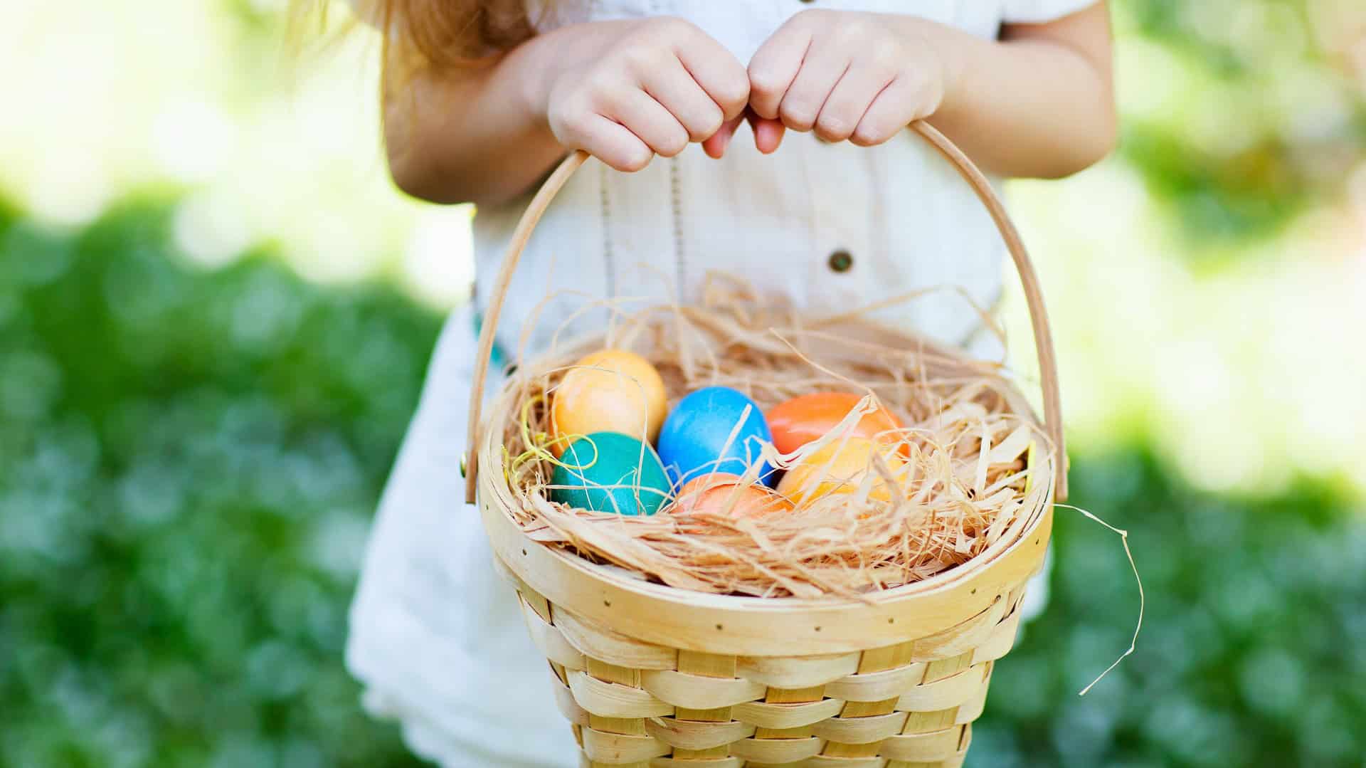 child holding easter basket